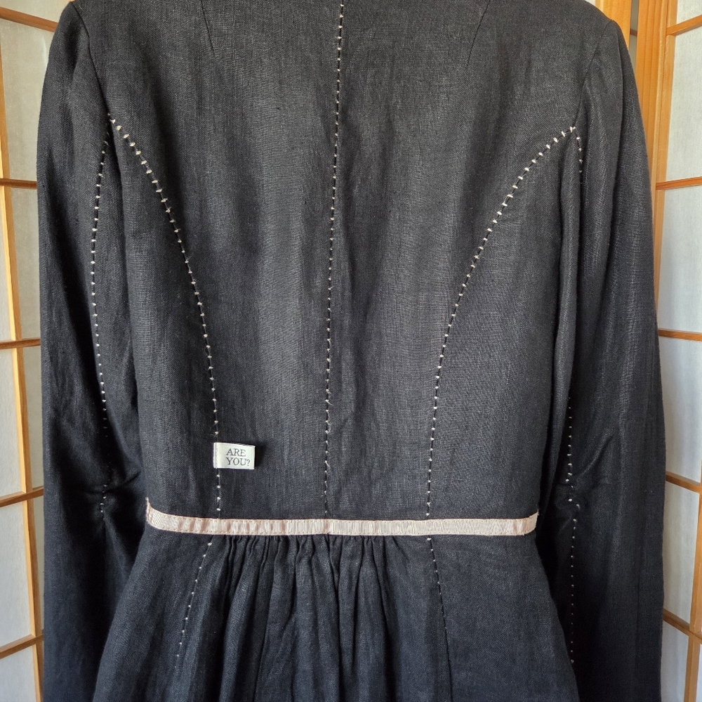 NWT WOMENS PERSONA GRATA MADE IN ITALY BLACK LINEN STYLISH BLAZER SIZE 4/XS - Picture 7 of 9